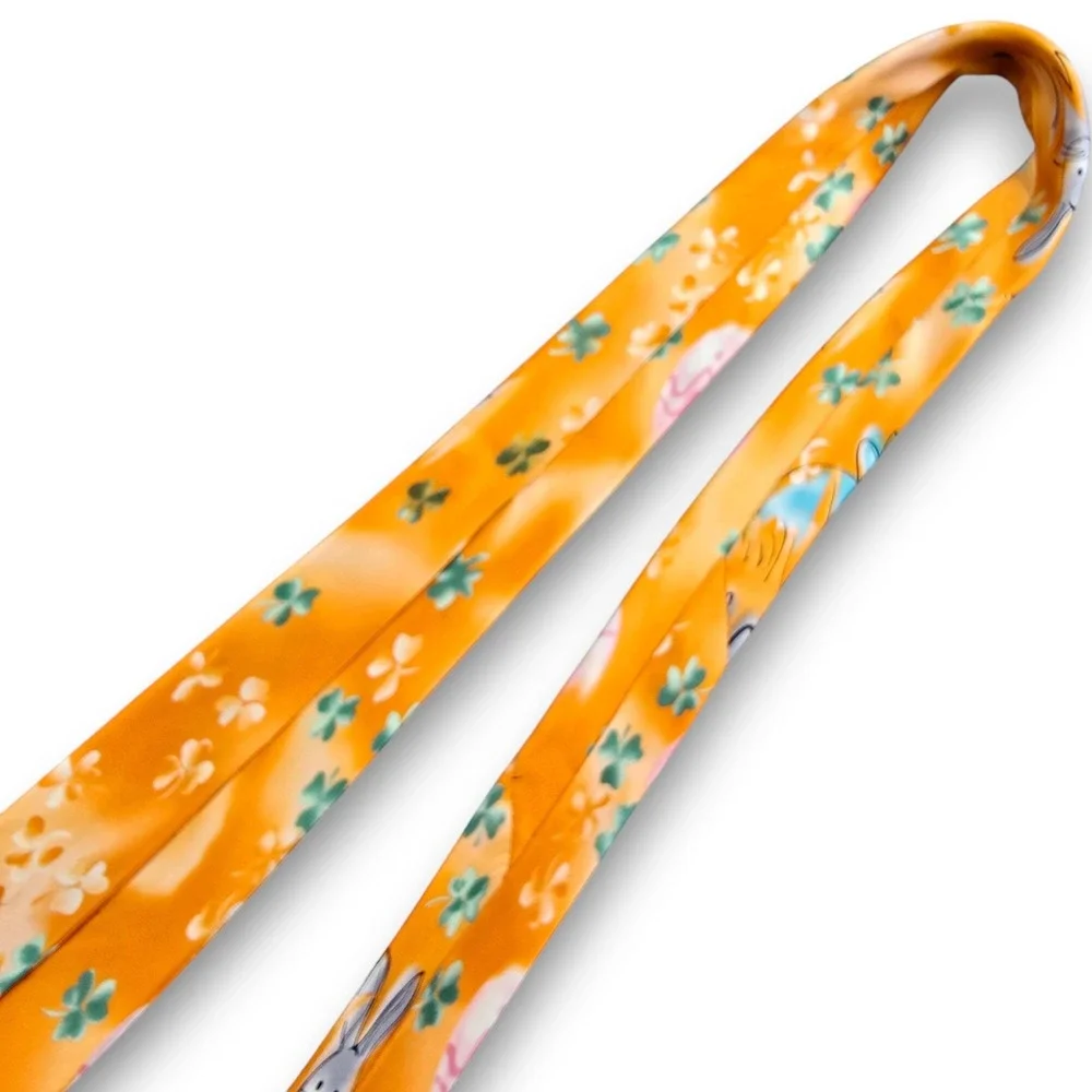 J Garcia Mens Silk Tie Orange Bunny Easter Egg Clover Can I Keep Him George 55